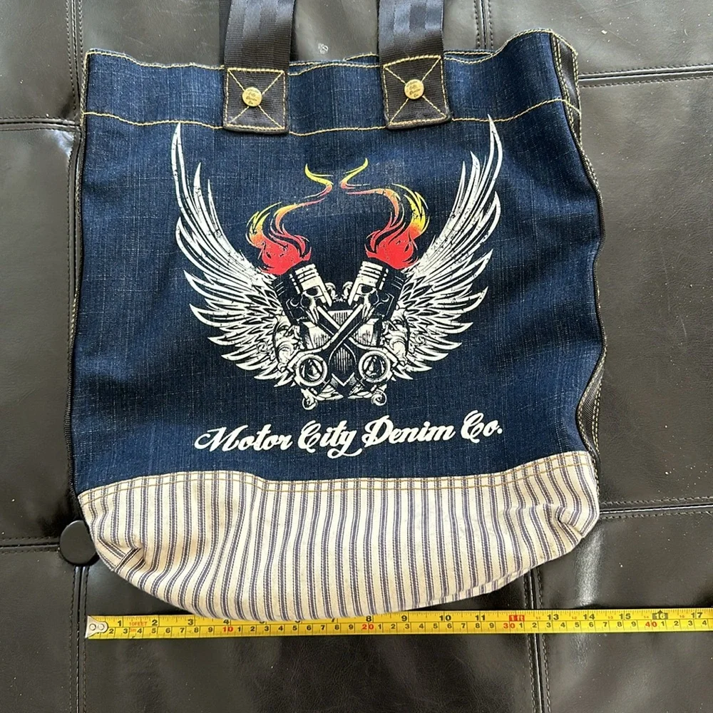 Motor City Denim Company denim tote shoulder bag - Picture 9 of 11